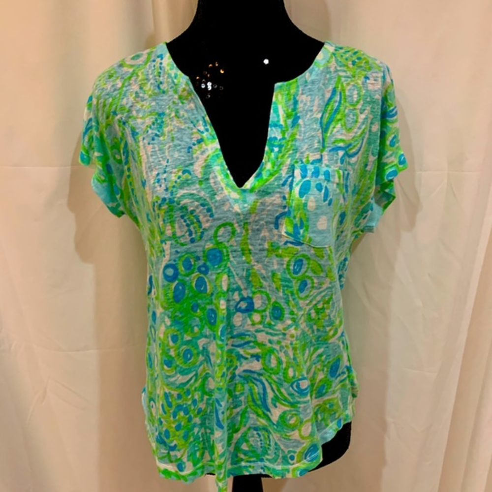 Lilly Pulitzer 100% linen top XS‎
